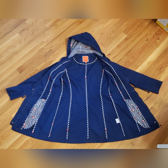 Modcloth Cotton Jacket Trench coat with hood, Navy blue - Picture 3 of 4